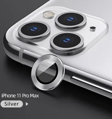 Obrázok produktu pre USAMS sklenený kryt objektívu fotoaparátu Apple iPhone 11 Pro Max kovový krúžok strieborný/strieborný BH573JTT03