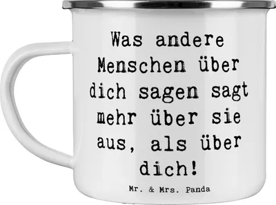 Produktbild von Mr. & Mrs. Panda Pott Spruch Mobbing bewältigen Selbstwert - Weiß - Geschenk, Zuversicht, Outdoor Becher, Vertrauem, Trost, Emailletasse, Haferl, Mut, Emaille Tasse