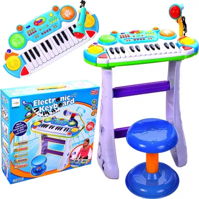 Produktbild von MalPlay Keyboard mit Ständer | Klavier Kinderpiano | Multifunktions Standkeyboard | inkl. Mikrofon und Hocker | mit Licht und Sound