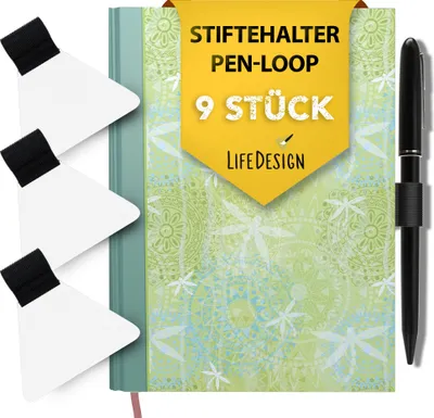Produktbild von 9 Stück Pen Loop Stifthalter Notizbuch Stiftschlaufe selbstklebend Stifthalter selbstklebend Pen Holder Stifte Halter für Kalender, Klemmbrett, Adressbuch I Stiftehalter Pen Clip Stifte Halterung