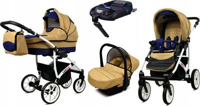 Produktbild von BabyLux® Largo | 4in1 Kinderwagen Set | Coffe Sailor Blue | Kombikinderwagen | Kinderwagenset |