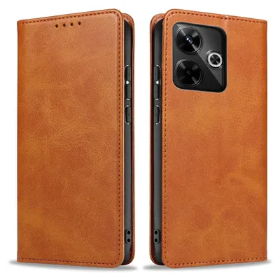 Produktbild von Handyhülle für Xiaomi Redmi 13 Kunstleder Flip Cover Hülle Klapphülle Case Kartenfach Farbe: Hellbraun