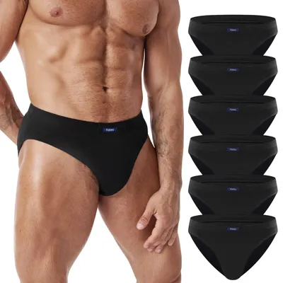 Produktbild von FALARY Herren Slip Baumwolle Unterhosen Männer 6er Pack Schwarz