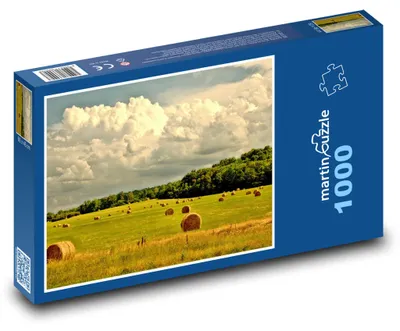 Zdjęcie produktu dla Puzzle 1000 Letni krajobraz z belami siana - martinpuzzle