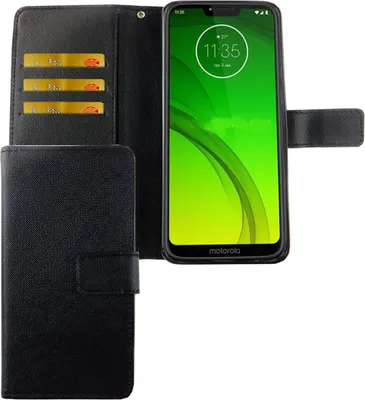 Zdjęcie produktu dla Motorola Moto G7 Etui na telefon komórkowy Etui ochronne z klapką i miejscem na kartę Czarny