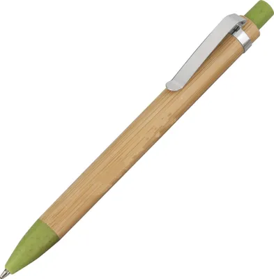 Produktbild von Holz-Kugelschreiber aus Bambus / Farbe: grün