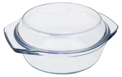 Image de Plat à gratin en verre avec couvercle, 1 litre, 15 cm. Petit plat à gratin avec couvercle. Plat en verre avec couvercle, adapté au four et au micro-ondes, pour 1 personne. À l'unité.