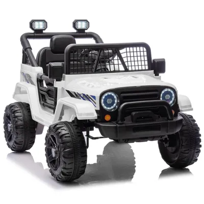 Produktbild von FCH Elektroauto für Kinder, kinder elektroauto mit 2,4-GHz-Fernbedienung, LED-Licht, Musik und USB, 12-V-Doppelantrieb (Weiss)