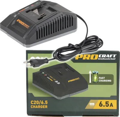 A product image showing a battery charger and its packaging.