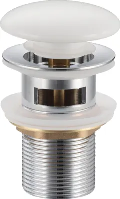 Produktbild von Balneo Stöpsel Klick-Klack Universell mit Überlauf Messing Keramikkopf 66 mm x G1 1/4 weiß