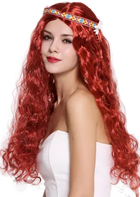 Produktbild von WIG ME UP Perücke Stirnband Hippie lang rot 91298-ZA350