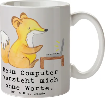 Produktbild von Mr. & Mrs. Panda Becher Verständnisvoller Softwareentwickler - Grau Pastell - Geschenk, Berufsalltag, Pott, Berufe, Keramiktasse, Beziehung, Verständnis, Teetasse, Tasse