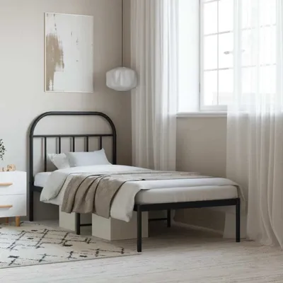 Image de Maison Exclusive - Sommier avec tête de lit en métal noir 90x190 cm