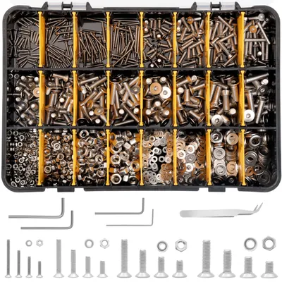 Produktbild von Belle Vous 1120 tlgs Senkkopfschrauben Set mit Innensechskant - Flachkopf-Schraubensortiment M2 M3 M4 M5 mit Aufbewahrungsbox - Edelstahl Schrauben-,