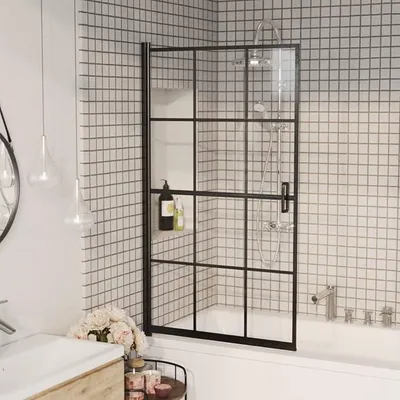Productafbeelding van Douchecabine, douchewand, complete douche, doucheafscheiding, douchedeur, doucheafscheiding voor badkuip, veiligheidsglas 80x140 cm, zwart