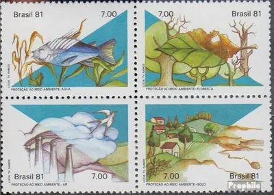 Produktbild von Briefmarken Brasilien 1981 Mi 1829-1832 Viererblock (kompl.Ausg.) postfrisch Umweltschutz