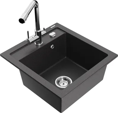 Produktbild von Mexen Vito 1-Becken-Granit-Spüle mit Mischbatterie Duero, Schwarz gesprenkelt - 6503-76-671600-00