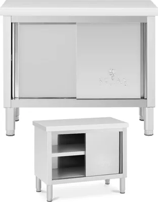 Zdjęcie produktu dla Stół gastronomiczny z szafką z drzwiami suwanymi STAL 100 x 50 cm do 285 kg