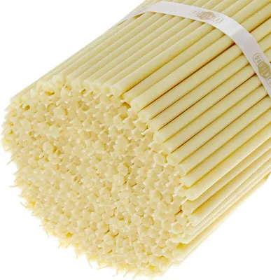 Produktbild von 300 Stück weiße Bienenwachskerzen - Orthodoxe Kerzen für Gebet, Ritual, Tischdekoration, Hochzeit - ungiftig, rußfrei, langanhaltende Produkte - N80 - Höhe 185 cm - Ø 61 mm