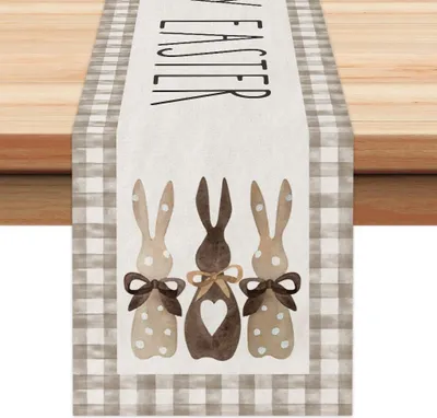 Produktbild von Ostern Tischläufer, Saisonnal Frühling Küche Esstisch Dekoration Drinnen Urlaub Party Dekor, Gitter, 180cm, 33cm