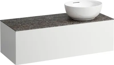 Produktbild von LAUFEN ILBAGNOALESSI Schubladenelement, 1 Hahnloch, Steinplatte Marrone Naturale, Ausschnitt rechts, 120x50x37cm, zu WT-Schale H81897 5, H4323170972601