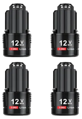 Obrázok produktu pre Náhradná batéria pre elektrické náradie - 12V lítiovo-iónová batéria - 3000mAh - kompatibilná s modelmi BAT411, BAT412A, BAT413A, PS20-2 - bezdrôtové náradie - balenie 4 kusov, čierna farba