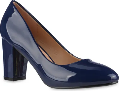Produktbild von VAN HILL Damen Klassische Pumps Blockabsatz Elegante Abend-Schuhe 837834, Farbe: Dunkelblau, Größe: 38