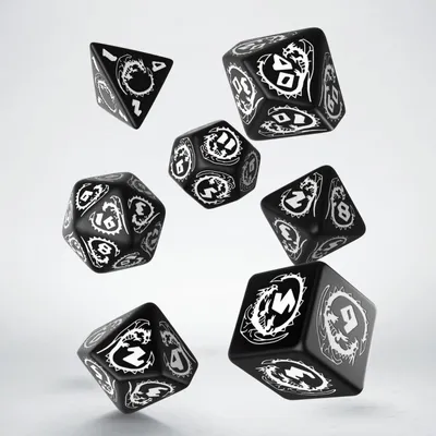 Obrázek produktu pro Sada 7 RPG kostek - dračí - černo bílé