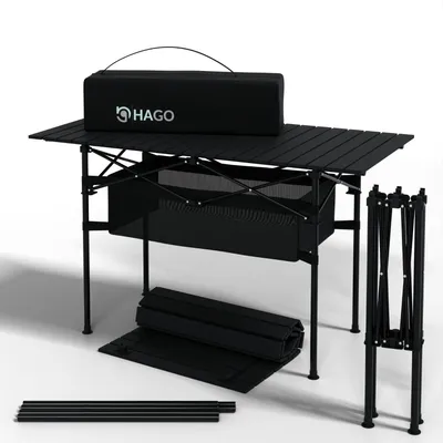 Produktbild von Leichter Aluminium Campingtisch Schwarz Rolltisch Falttisch Gartentisch Reisetisch klappbar stabil Tragetasche inklusive