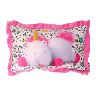 Produktbild von Minions Ich-Einfach unverbesserlich 3 Kissen Einhorn Fluffy Wendekissen weiß-rosa 38x23cm