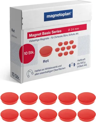 Obrázek produktu pro magnetoplan 1862406 magnetoplan Rundmagnet „Basic“, 24 mm, červený