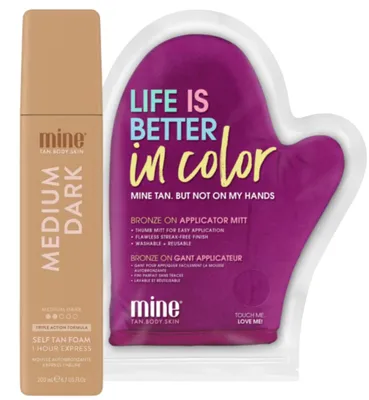 Immagine prodotto di Minetan Medium Dark mousse autoabbronzante 200 ml con guanto, abbronzatura medio scura naturale