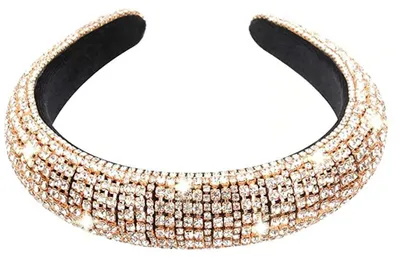 Produktbild von Strass-Haarreif mit Kristallen und Diamanten für Damen, modisch, handgefertigt, breite Haarreifen, perlenbesetztes Bling-Haarband, Haaraccessoires