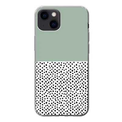 Produktbild von MuchoWow® Handyhülle Schutzhülle Hülle für iPhone 13 mini Polka dots - Grün - Schwarz Silikon Softcase Handy Hülle - Softcase