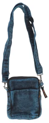 Produktbild von Kleine Schultertasche, Passporttasche, Gürteltasche, Kameratasche - Blau, Uni - Erwachsene, Baumwolle, 18*12*6 cm, Alternative Umhängetasche, Handtasche aus Stoff