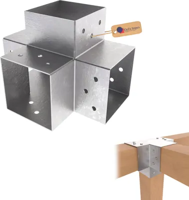 Produktbild von GeZu Impex Pfostenecke 4 Balken 121 x 121mm Feuerverzinkt Eckverbinder X Form