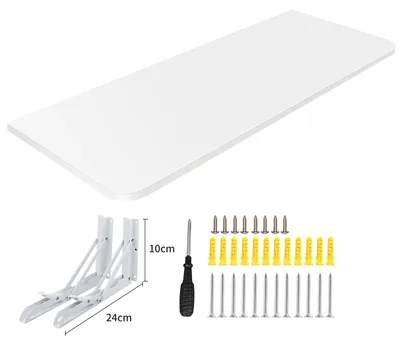 Produktbild von Wandklapptisch aus Holz - Klappbarer Esstisch / Schreibtisch - Platzsparender Konsolentisch - 60×30×1,6 cm - Weiß