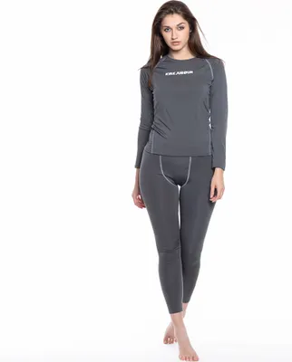 Produktbild von KIRKJUBØUR® Damen Thermounterwäsche Set 2-tlg., Langarmshirt + Hose, wärmendes Fleece, eng anliegend, elastisch, für kalte Tage grau Gr. L | KJ-98