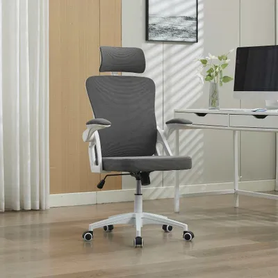 Produktbild von Ergonomischer Netz-Bürostuhl mit verstellbarer Lendenstütze und Kopfstütze, Drehstuhl Home Office