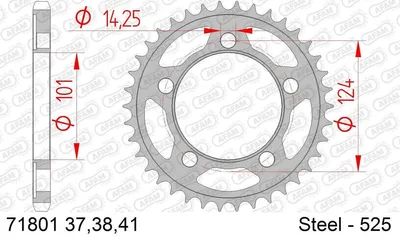 Produktbild von AFAM Kettenrad 71801-38 Hinten für KTM MOTORCYCLES DUKE Stahl