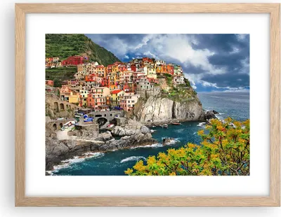Produktbild von Gerahmtes Poster - Rahmen in heller Eiche - Italien küste felsen landschaft - 40x30 cm - Wand Bild - Wanddeko - Wandbilder - Wandposter - Bilderrahmen - Bilder - Kunstdruck - P2NAA40x30-2710