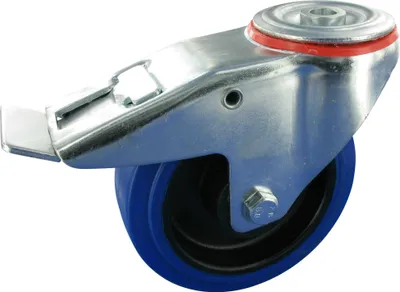 Produktbild von Lenkrolle mit Feststeller Rad 100mm Elastic-Gummi Rollenlager Tragfähigkeit:150KG