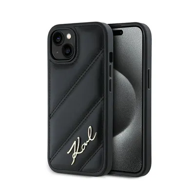 Obrázek produktu pro Pouzdro pro Apple iPhone 15 Plus/14 Plus - Zadní kryt Karl Lagerfeld Diagonal Quilted Script - Černé