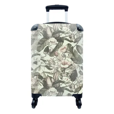 Produktbild von MuchoWow® Koffer Handgepäck Trolley Rollkoffer Kleine Reisekoffer mit 4 Rollen - Blumen - Blätter - Vintage - Muster - Cabin Size < 55x40x23 cm & 55x40x20 cm - Fotokoffer - Kabinenkoffer - Boardgepäck - Reise-Box - Reisekoffer - Reisegepäck - Koffer mit Bild - Trolley für Kinder