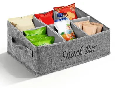 Snack-Organizer aus Stoff, 6 Fächer, mit Tragegriff, Grau
