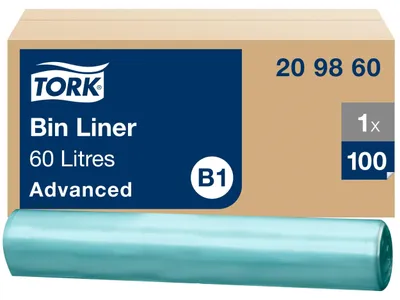 Productafbeelding van Tork 209860, 60 liter, groen, 100 stuks, 310 mm, 130 mm, 130 mm