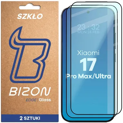 Produktbild von 2x Gehärtetes Glas für Xiaomi 17 Ultra / 17 Pro Max, Bizon Glass Edge Duo, Schwarzer Rahmen