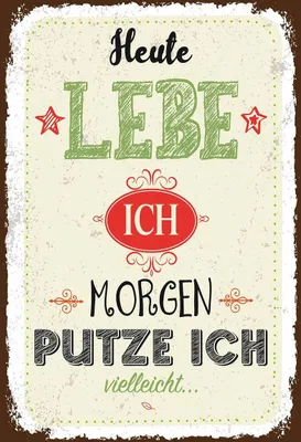 Produktbild von vianmo Holzschild 18x12 cm heute lebe ich morgen putze ich