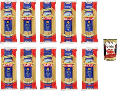 Produktbild von 10x Divella Ziti N. 2 Hartweizengrieß Pasta Italienische Nudeln 500g Packung + Italian Gourmet Polpa di Pomodoro 400g Dose