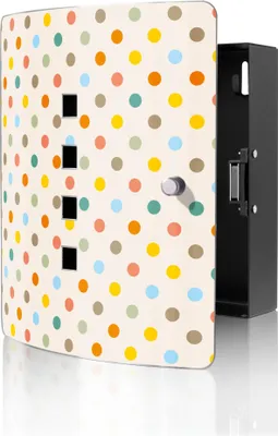 Produktbild von banjado Design Schlüsselkasten aus Edelstahl für 10 Schlüssel, Schlüsselschrank 24 x 21,5 x 7cm groß mit Magnetverschluss,  Bunte Punkte [BWSK 11360]